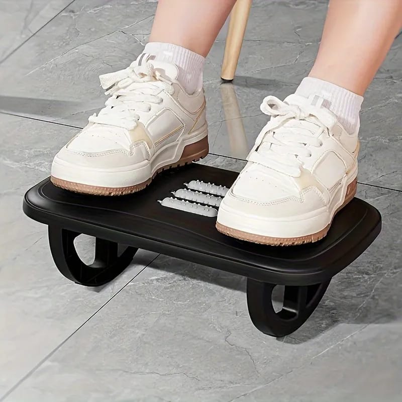 A Person is Resting On the Foot Massager Stool.