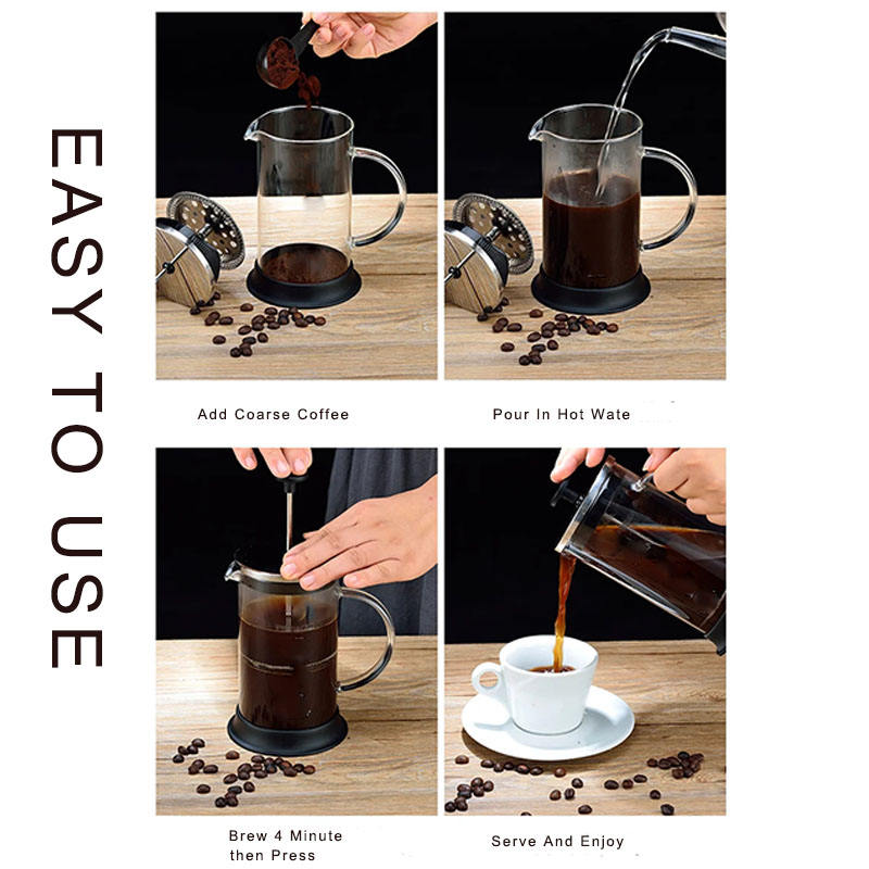 A Person is Making Coffee Using French Press Coffee Maker.