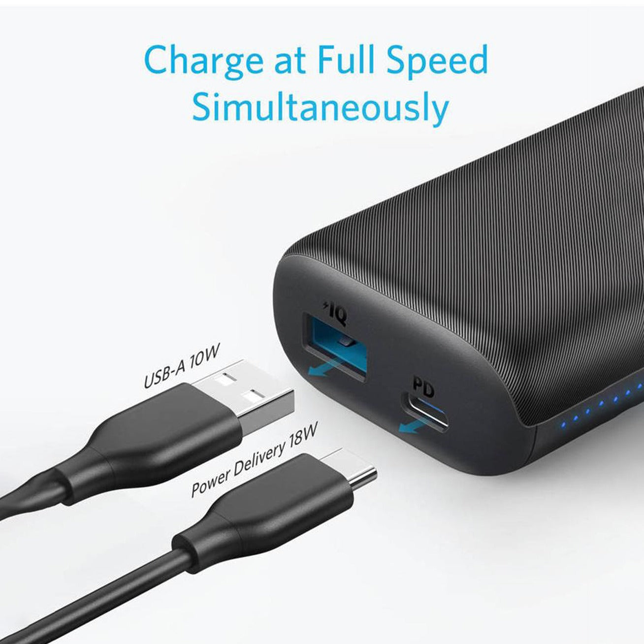 Anker PowerCore Metro 10000mAh Fast Charging Power Bank - Charge at full speed simultaneously