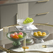 Three Different Colors Of Fruit Bowl Trays are Organized with Fruits.