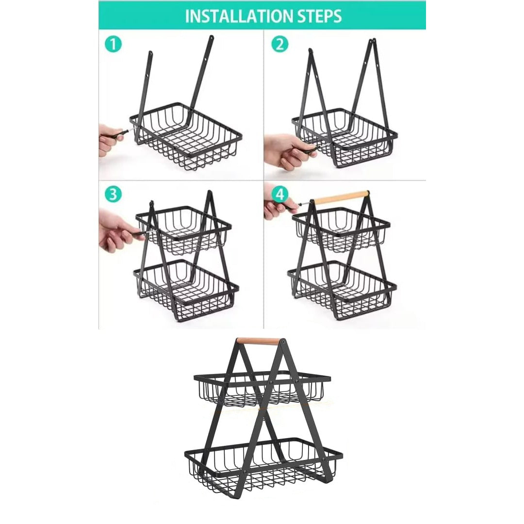 A Person is Installing Fruit Display Stand.