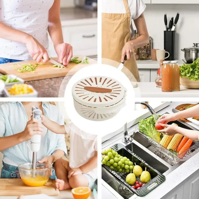 Fruit Drain Basket with Lid, Vegetable Fruit Washing Bowl Storage Container Fruit Drain Basket with Lid, Vegetable Fruit Washing Bowl Storage Container