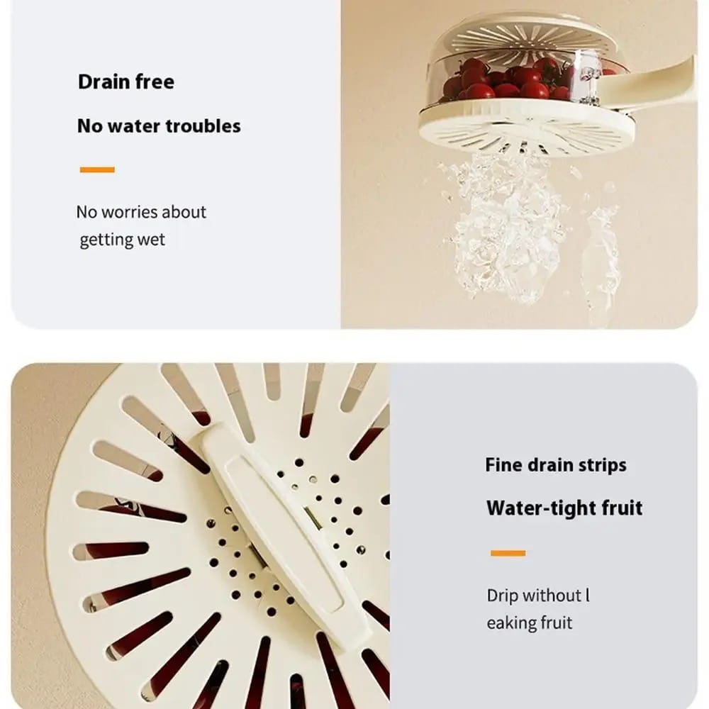 Fruit Drain Basket with Lid, Vegetable Fruit Washing Bowl Storage Container Fruit Drain Basket with Lid, Vegetable Fruit Washing Bowl Storage Container