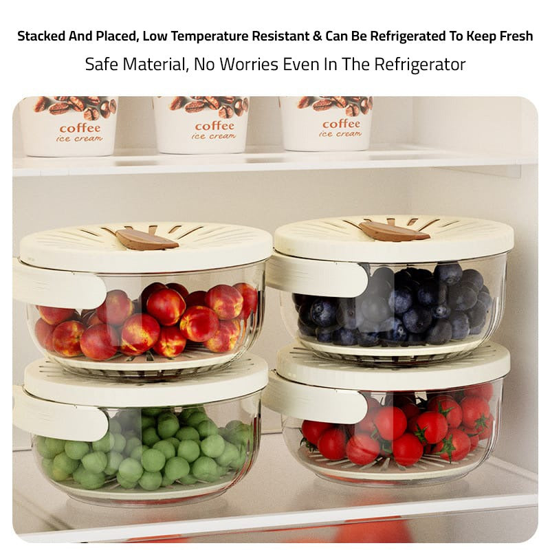  Fruit Drain Basket With Fruits  and Vegetables are Placed in Referigerator.