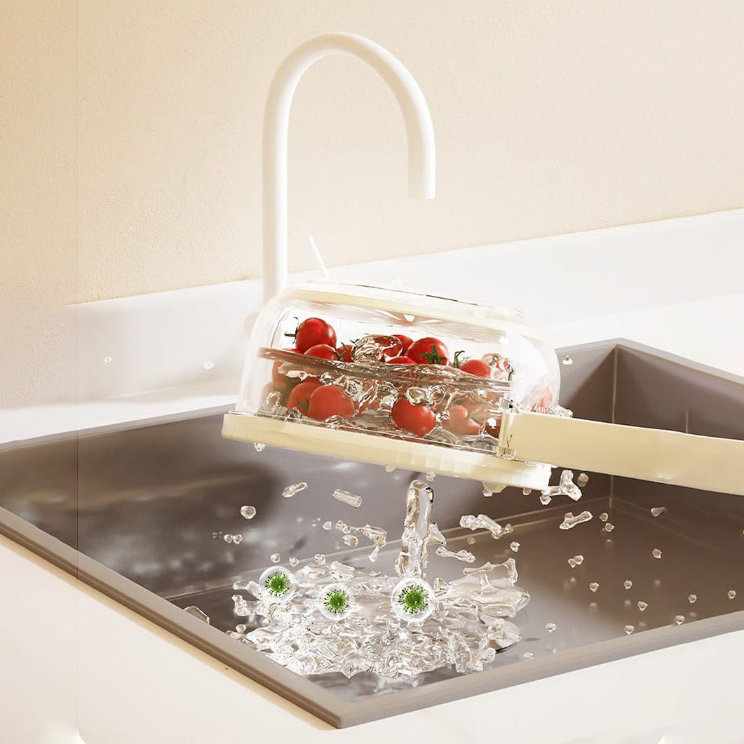 Cleaning Fruits Using Fruit Drain Basket with Lid.