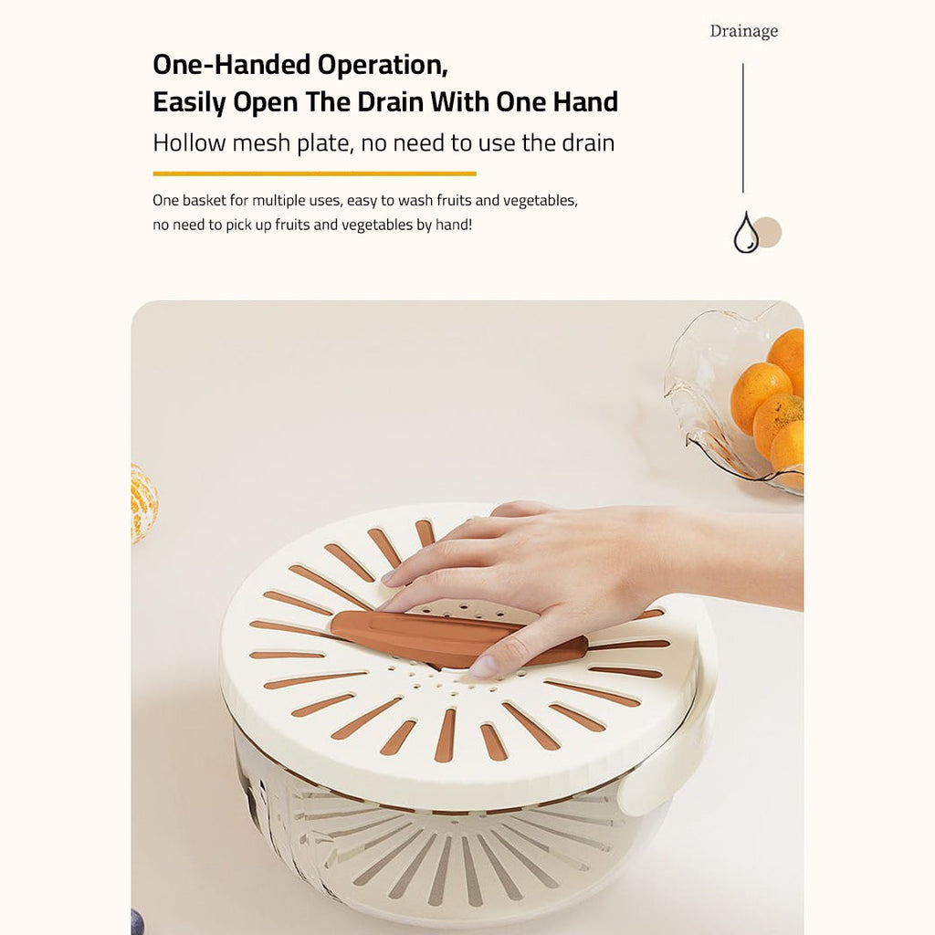 Fruit Drain Basket with Lid, Vegetable Fruit Washing Bowl Storage Container Fruit Drain Basket with Lid, Vegetable Fruit Washing Bowl Storage Container