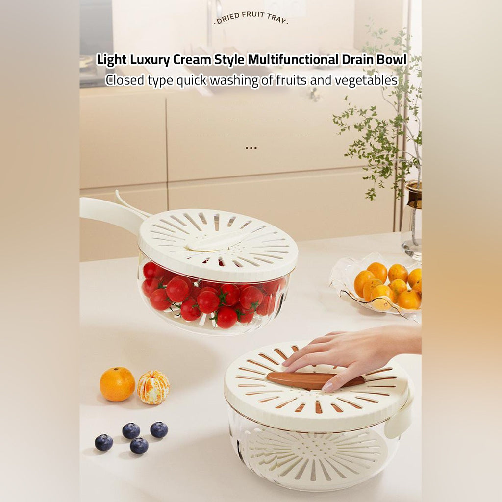 Fruit Drain Basket with Lid, Vegetable Fruit Washing Bowl Storage Container Fruit Drain Basket with Lid, Vegetable Fruit Washing Bowl Storage Container