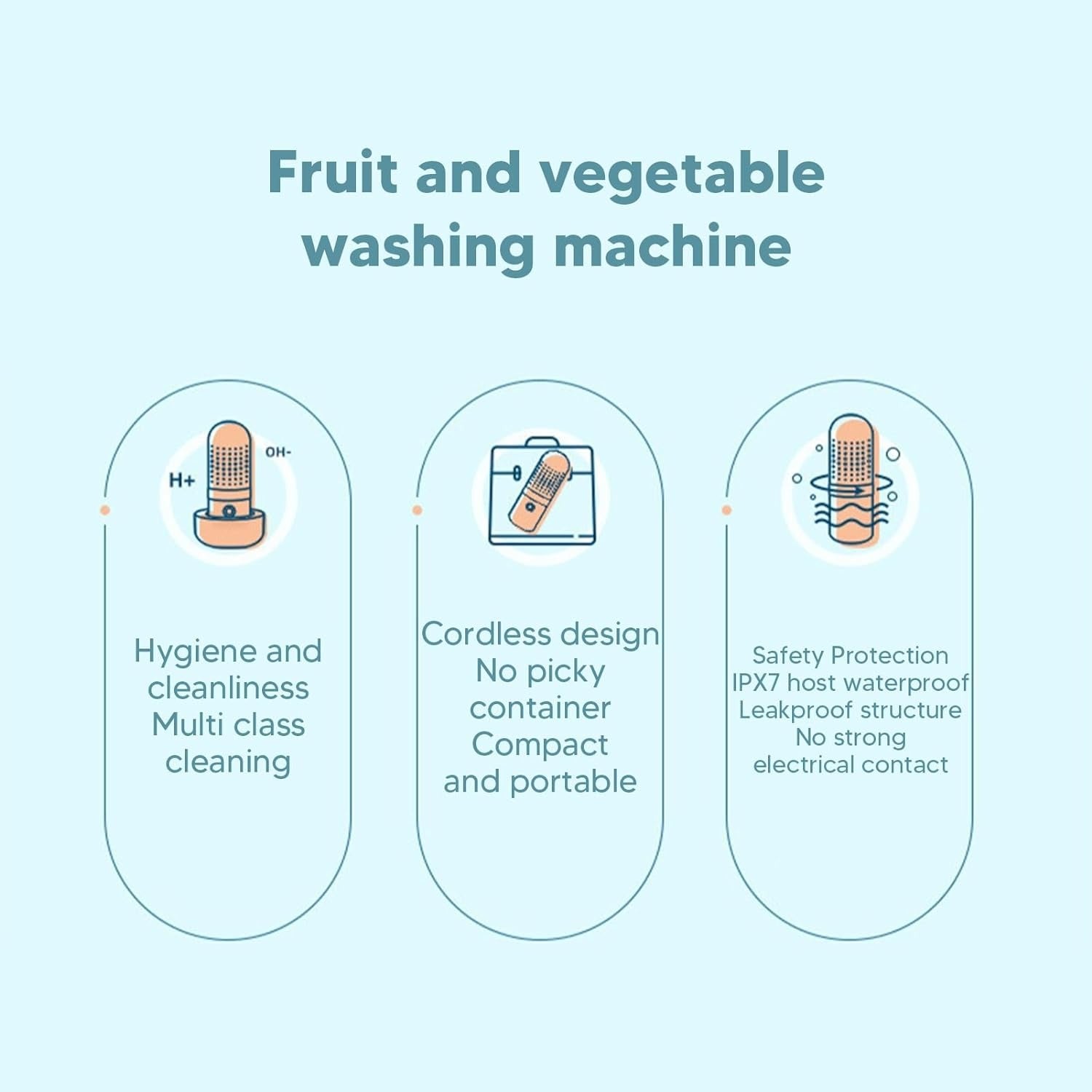 feature of Electric Waterproof Fruit and Vegetable Washing Machine 
