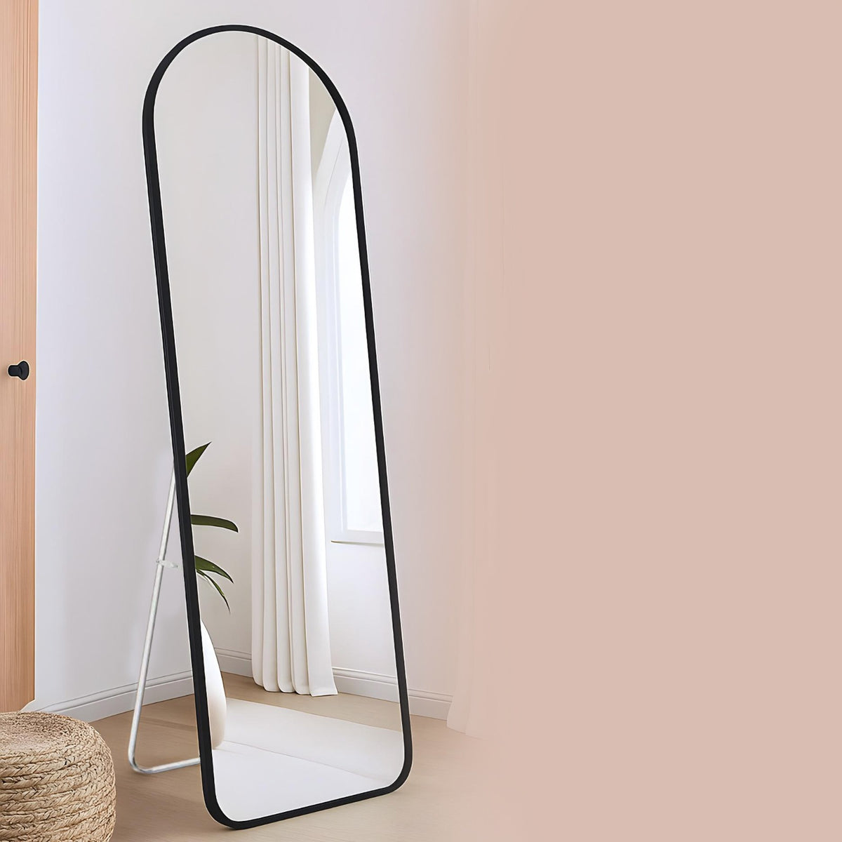 Full-Length Arched Standing Floor Mirror with Stand.