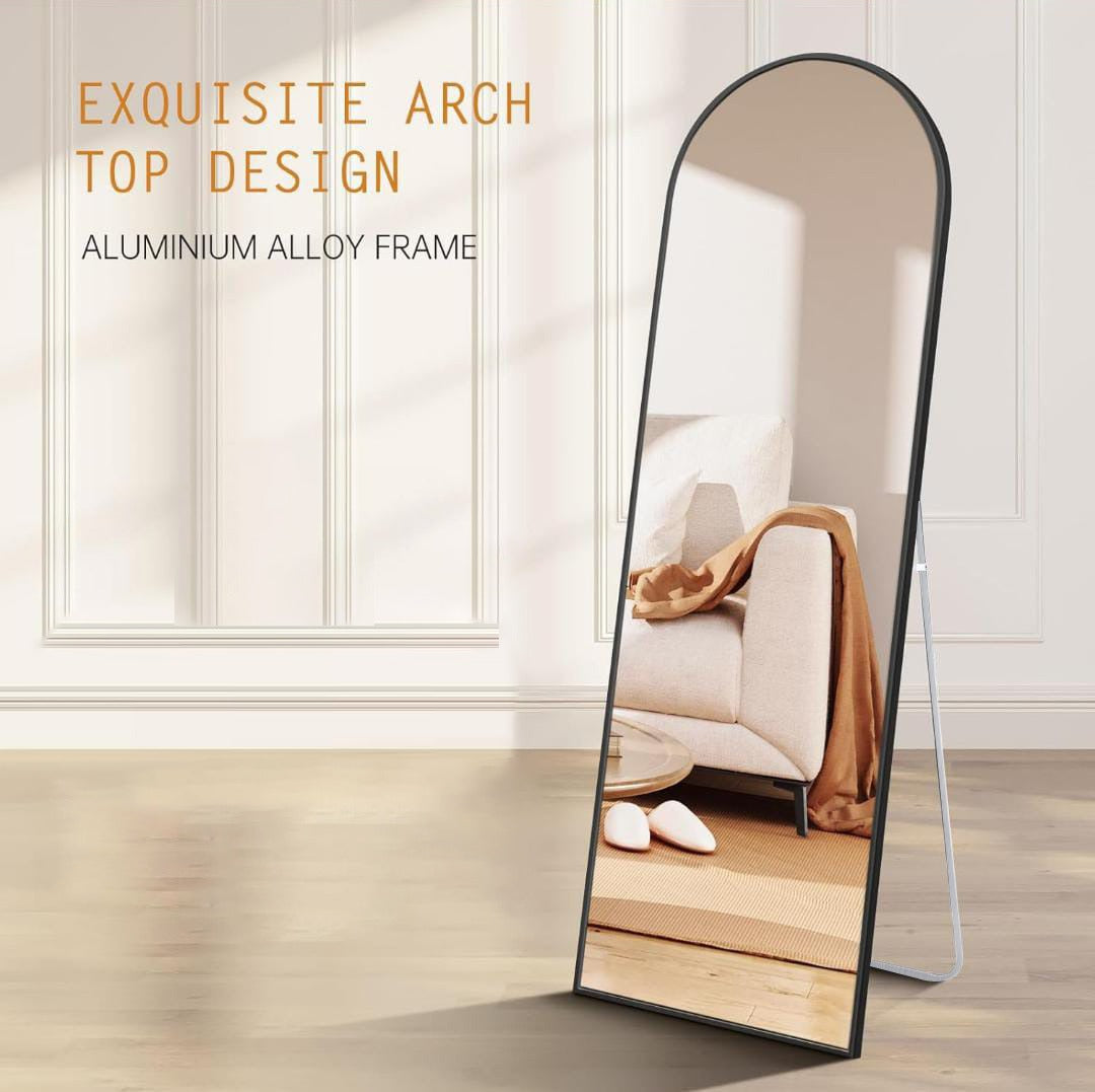 Full-Length Arched Standing Floor Mirror with Stand.
