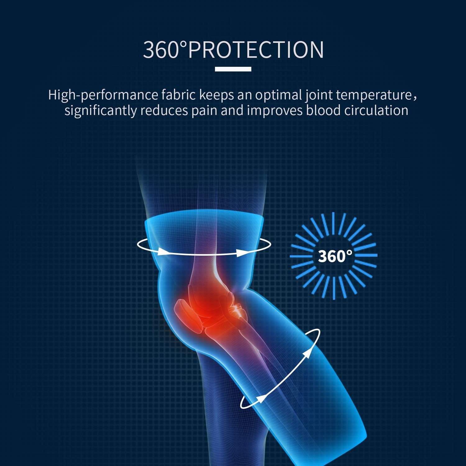 Full Leg Compression Knee Support Sleeves with 360-degree protection