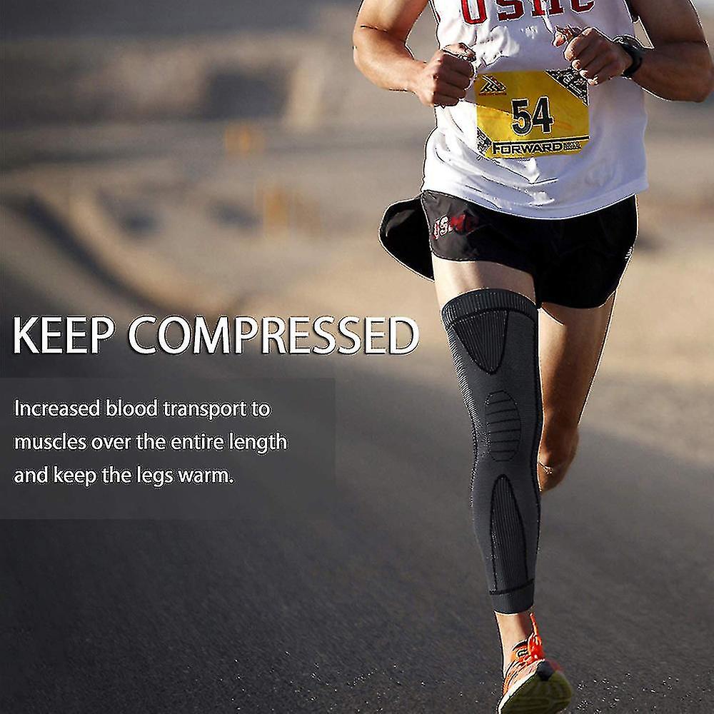 A Person is Running By Wearing Full Leg Compression Knee Support Sleeves.
