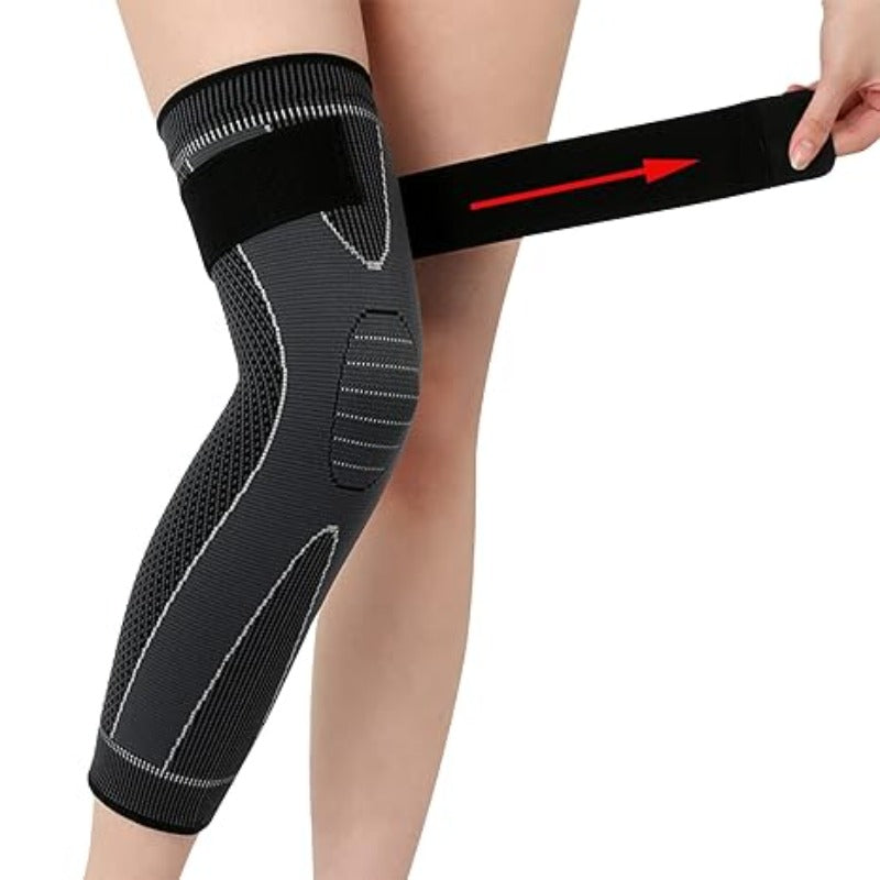 A Person Wears Full Leg Compression Knee Support Sleeves.