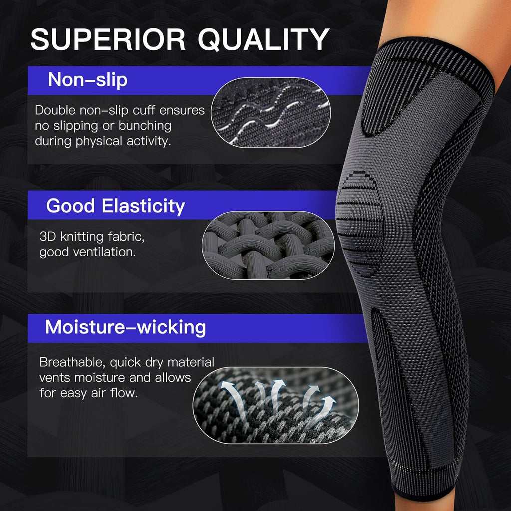 Full Leg Compression/support 2 Pcs Full Leg Compression Knee Support Sleeves - Leg Brace for Runnin