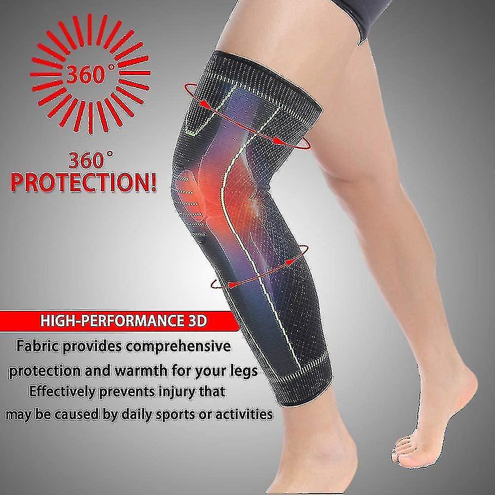A Person's Leg is Protected Using Full Leg Compression Knee Support Sleeves.