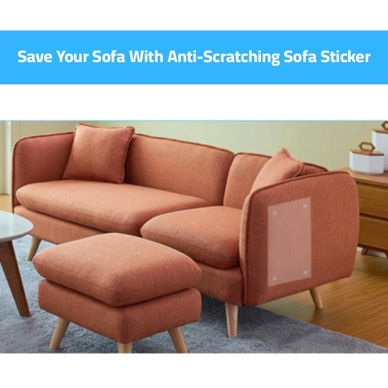 A Sofa Set is Covered With Pet Scratch Guard Furniture Protector Sticker.
