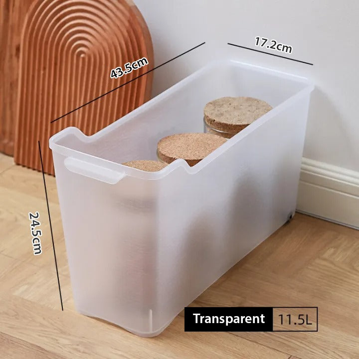 Space Saving Narrow Gap Long Storage Box with Wheels with its size
