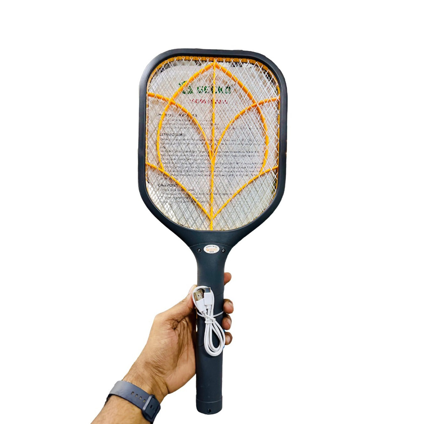 A Person is Holding Gecko Electric Mosquito Racket.