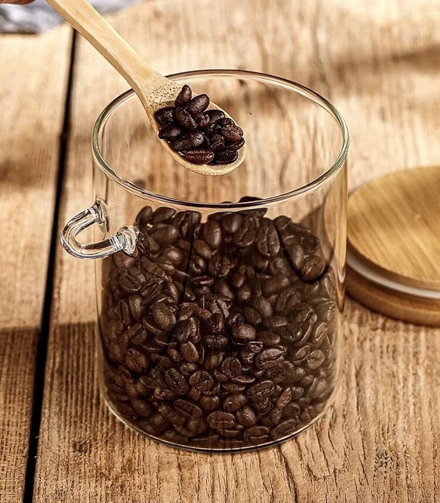 Coffee Beans Are Stored in a Glass Food Storage Jar.