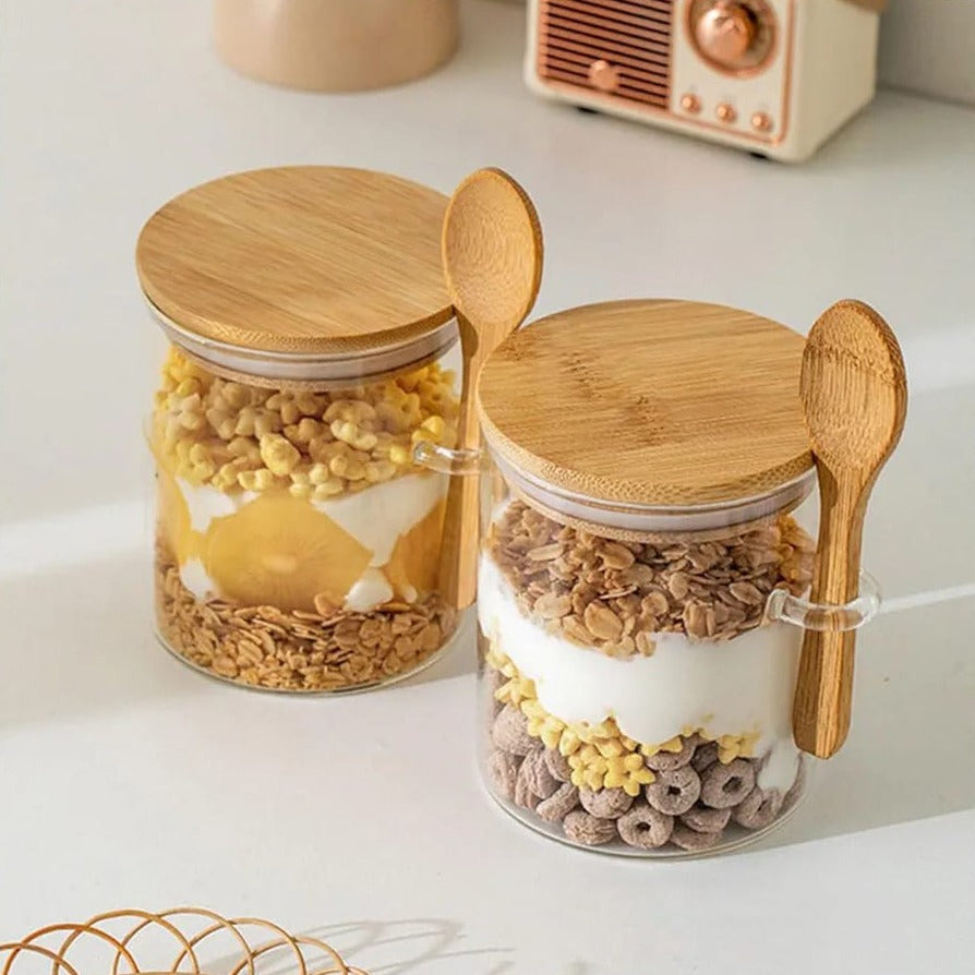 Glass Food Storage Jars are Filled with Desert Items.