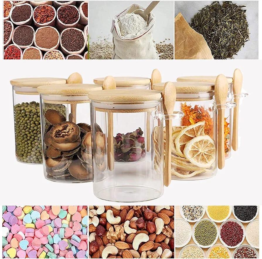 Glass Food Storage Jars are Used to Store Dry Fruits.