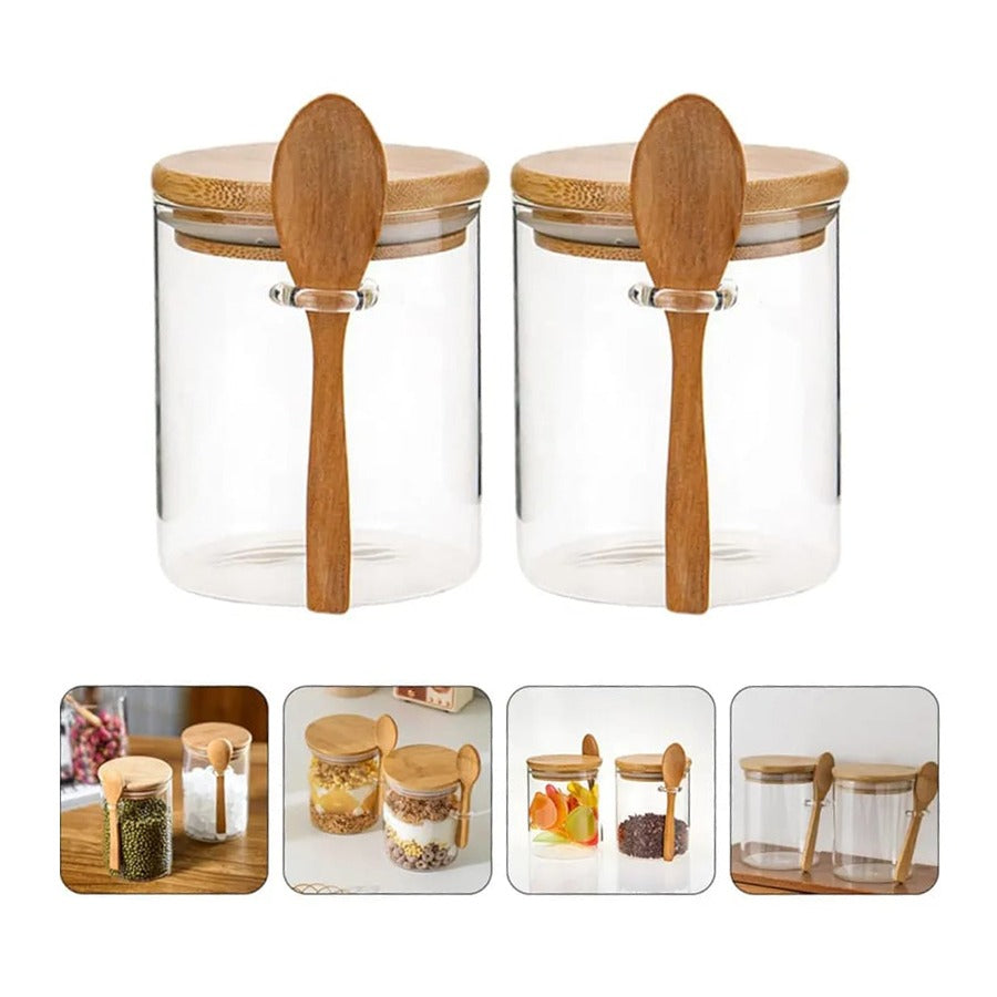 Glass Food Storage Jars are Stored with Various Food Items.