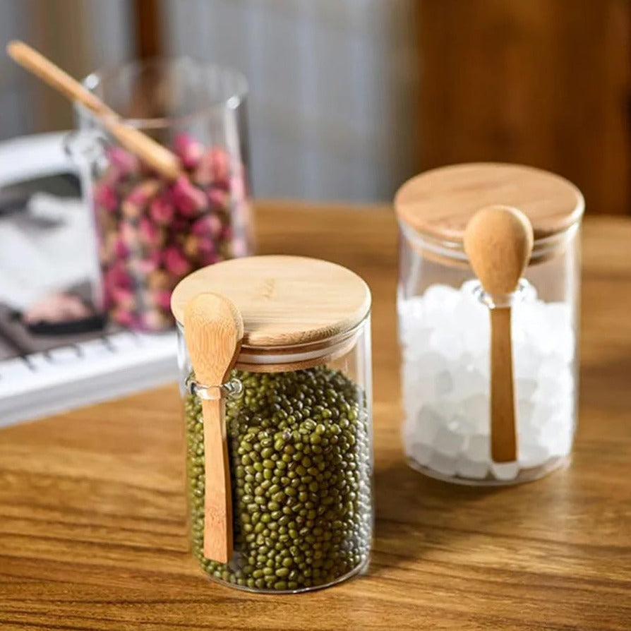 Glass Food Storage Jars are Stored with Food Pulses.