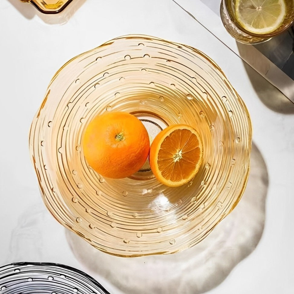 Fruits Are Served In a Glass Fruit Bowl.