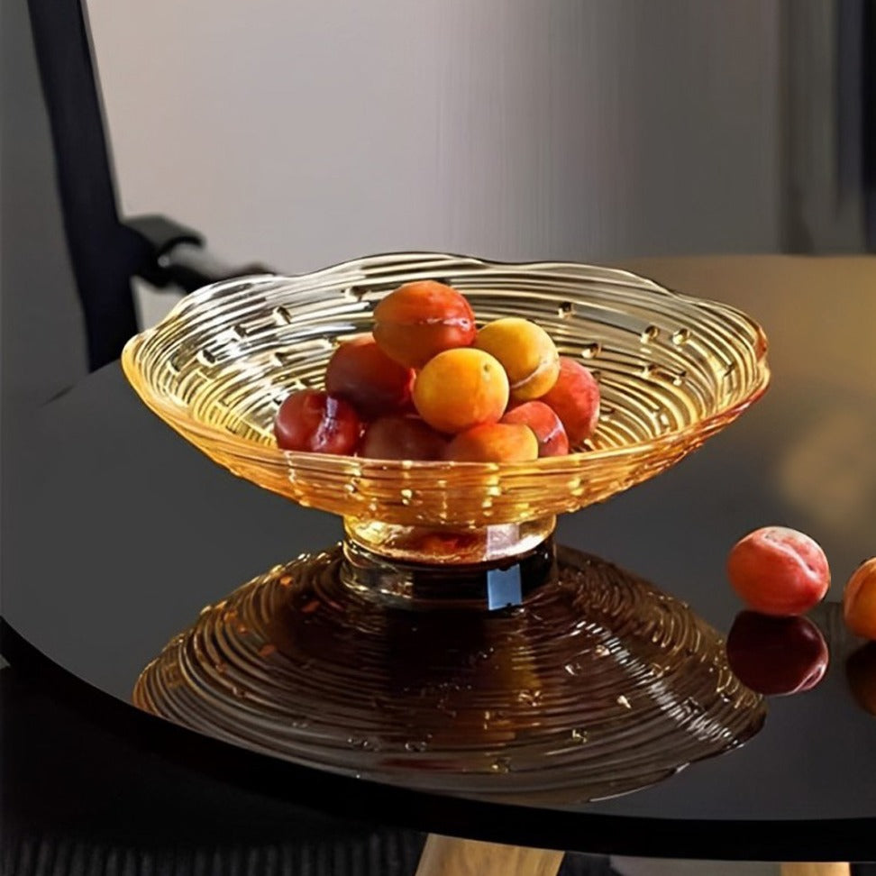 Fruits Are Served In a Glass Fruit Bowl.