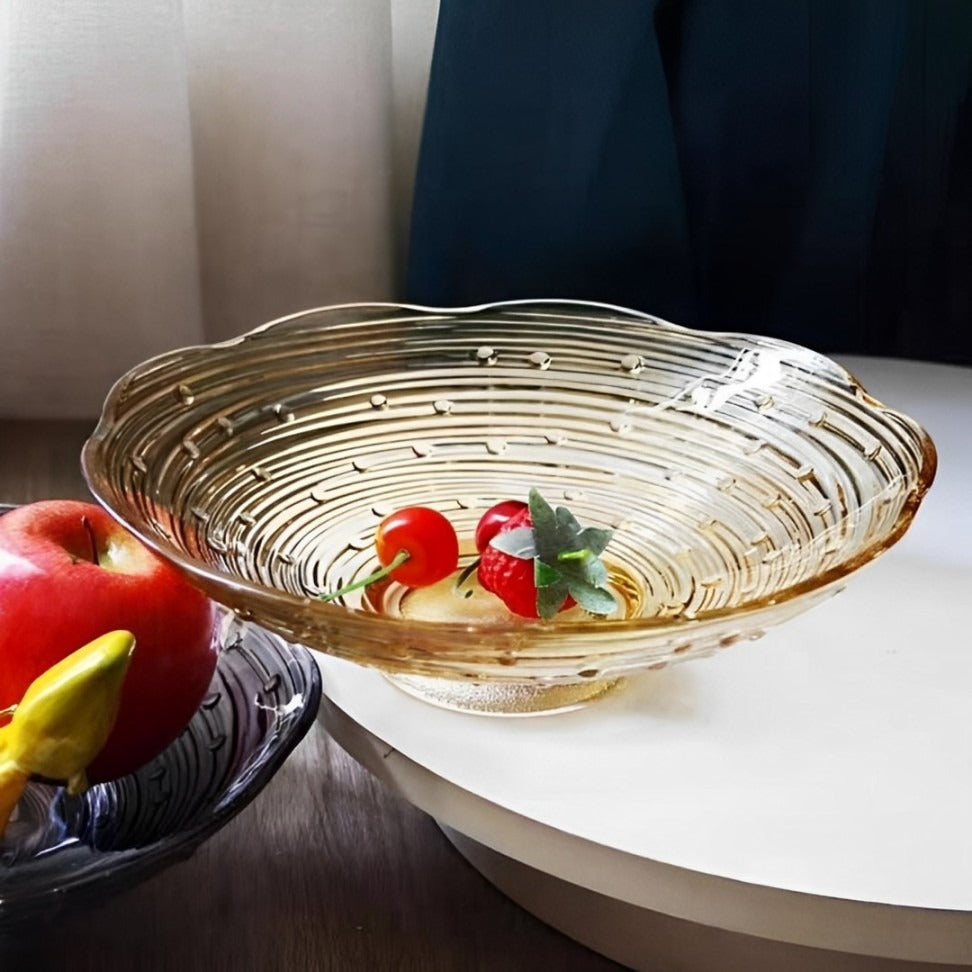 Fruits Are Served In a Glass Fruit Bowl.