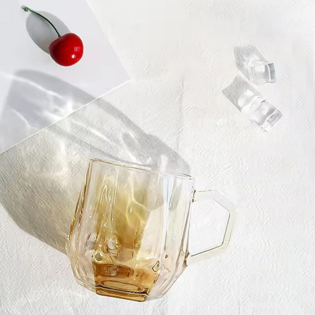 Hexagonal Glass Cups, 6 Pc Tea, Coffee Mug Set Hexagonal Glass Cups, 6 Pc Tea, Coffee Mug Set