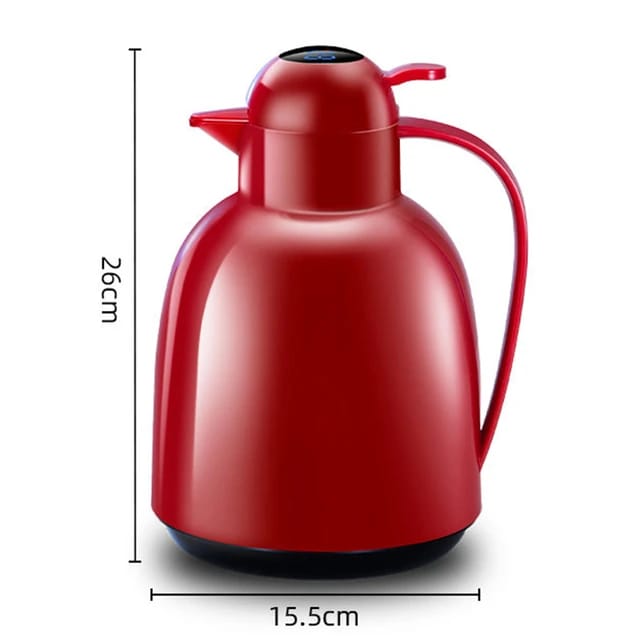 LED Temperature Display Vacuum Insulated Flask in red color with its size