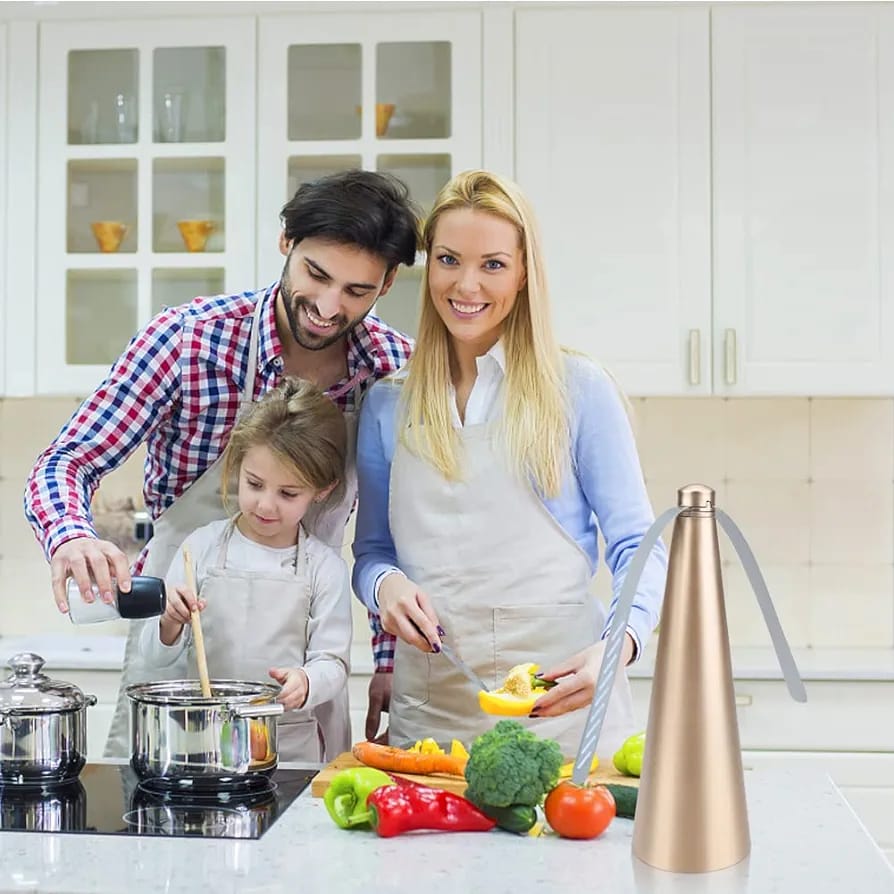 A Happy Family Cooks Food and Uses Automatic Fly Catcher.