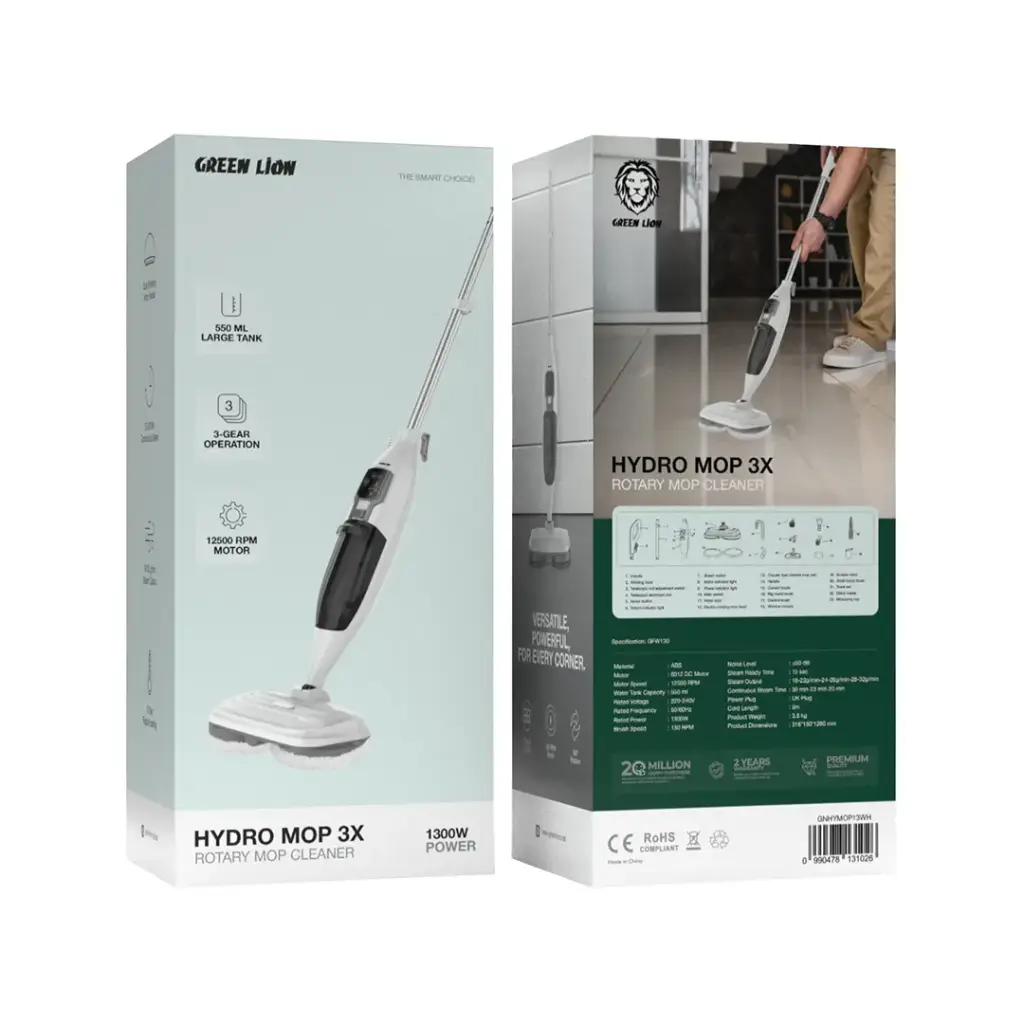 Pack of Green Lion Hydro Mop 3X – 1300W Electric Rotary Mop Cleaner.