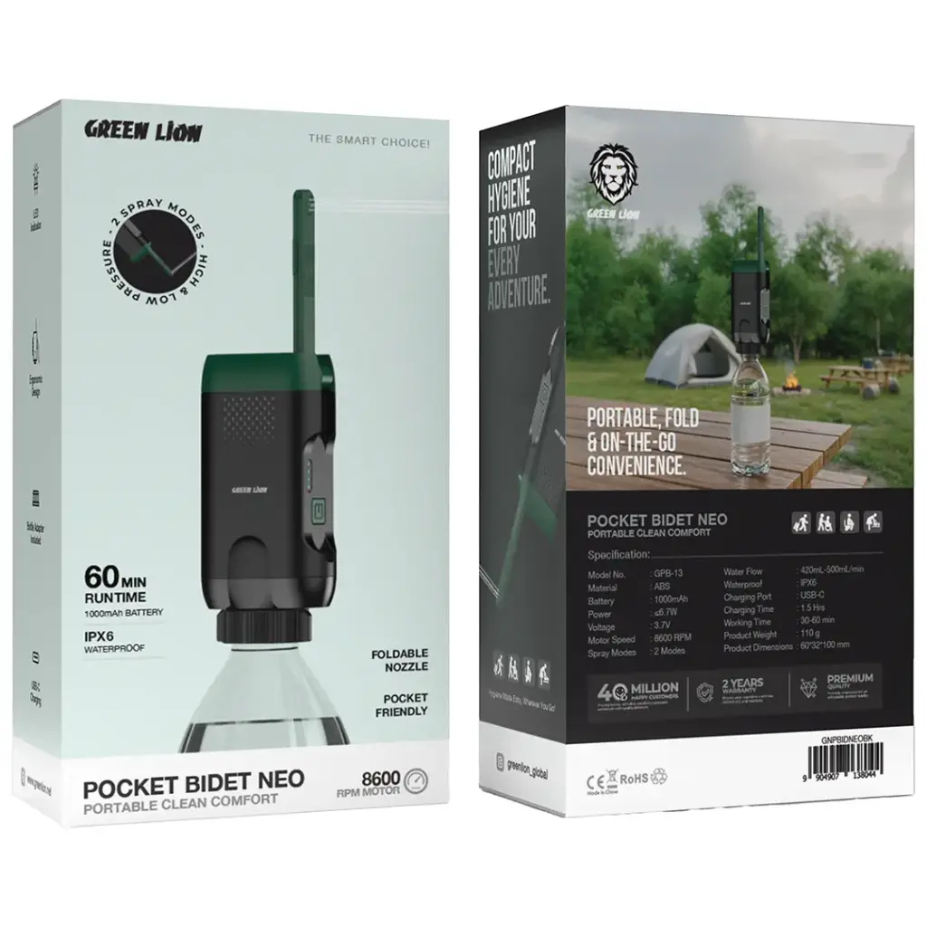 Pack of Green Lion Pocket Bidet Neo Portable Bidet Sprayer.