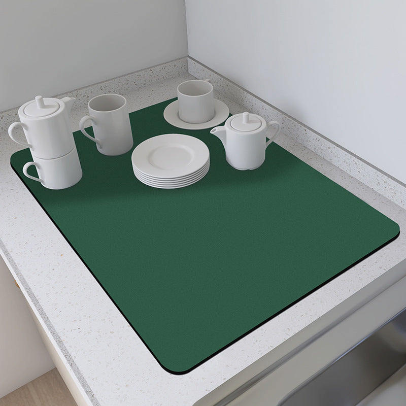 Cups and Plates are Placed on Dish Drying Mat.