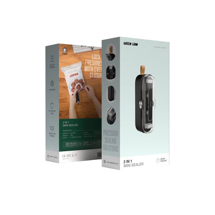 Package Of Green Lion 2-in-1 Mini Sealer.