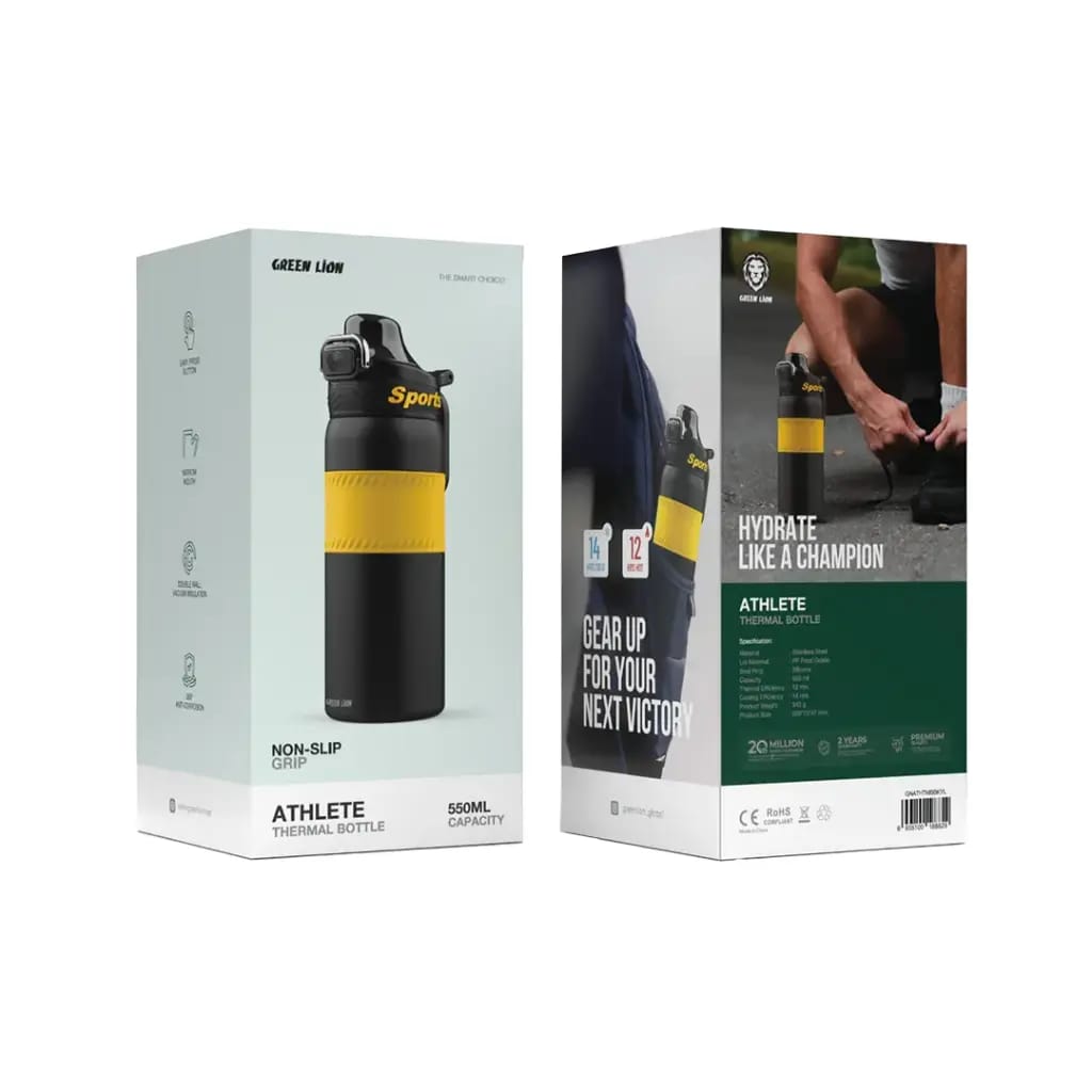 Package Of Green Lion Athlete Thermal Bottle.