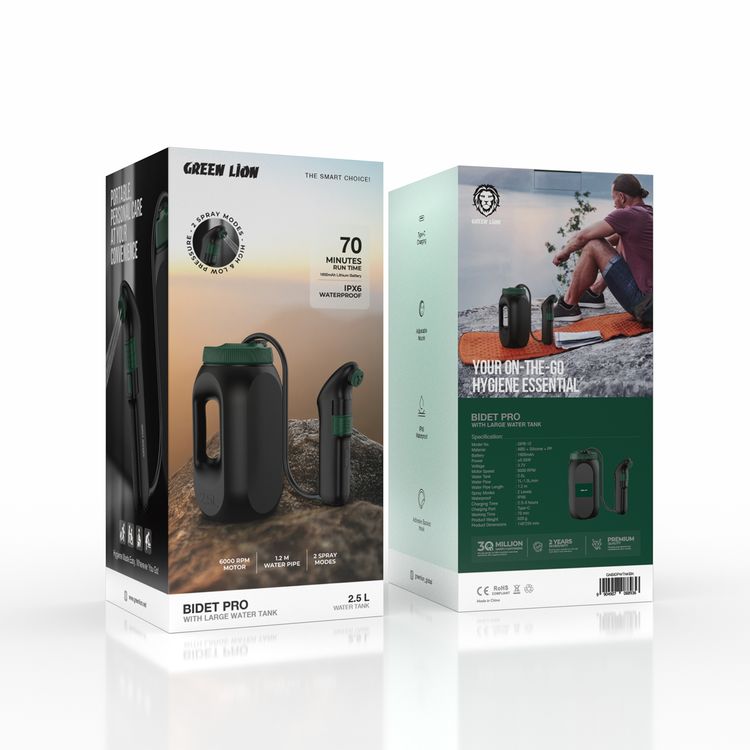 Green Lion Bidet Pro with Large Water Tank, Portable Electric Travel Shattaf, 2.5L Tank - GPB-12