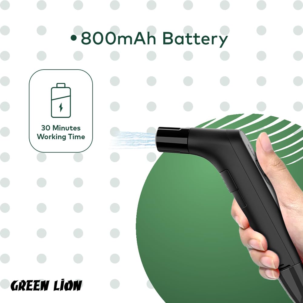 A Person is Holding Green Lion Compact Bidet Sprayer.