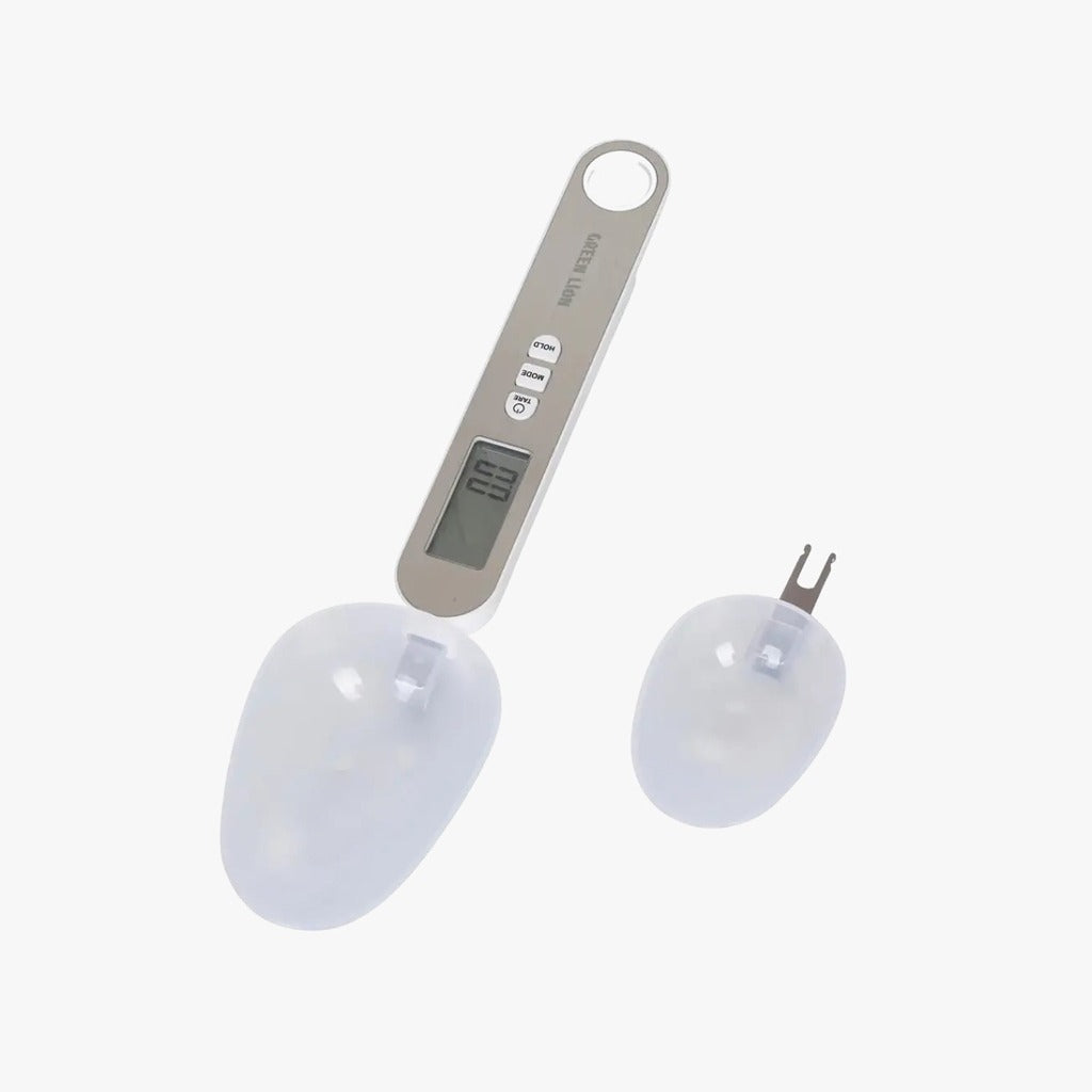 A Green Lion digital measuring spoon scale with an extra detachable spoon