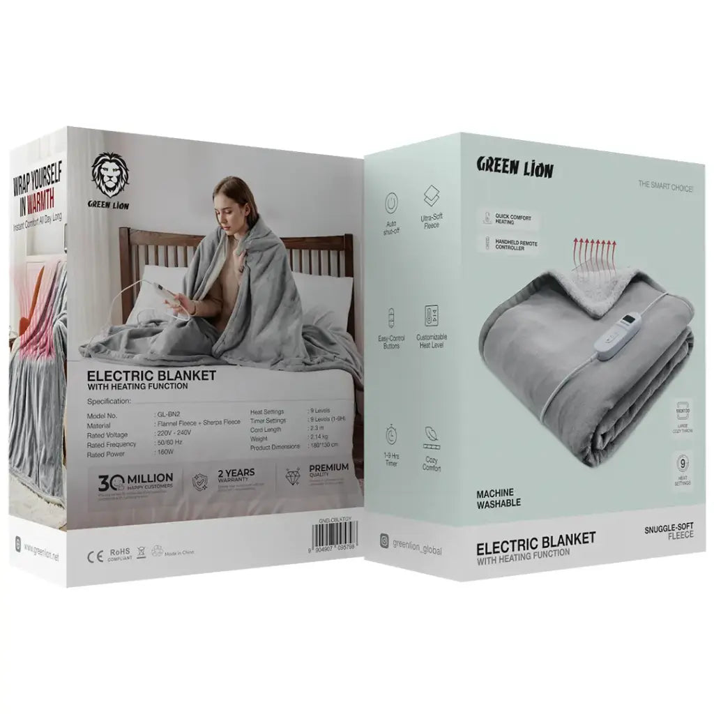 Green Lion electric blanket packaging details