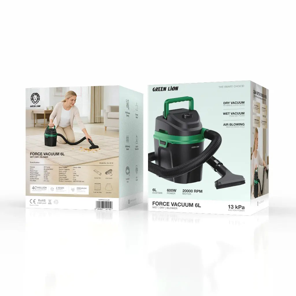 Green Lion Force Vacuum 6L packaging on a white background