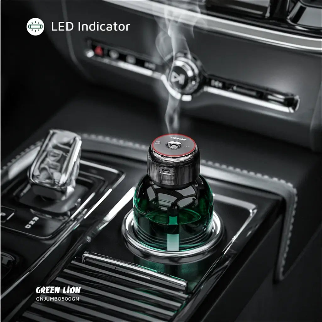 Green Lion Jumbo Fragrance Diffuser on a car 