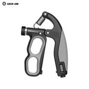 Green Lion Grip Force Hand Grip Strengthener with digital display on a white background, branded 'Green Lion'.