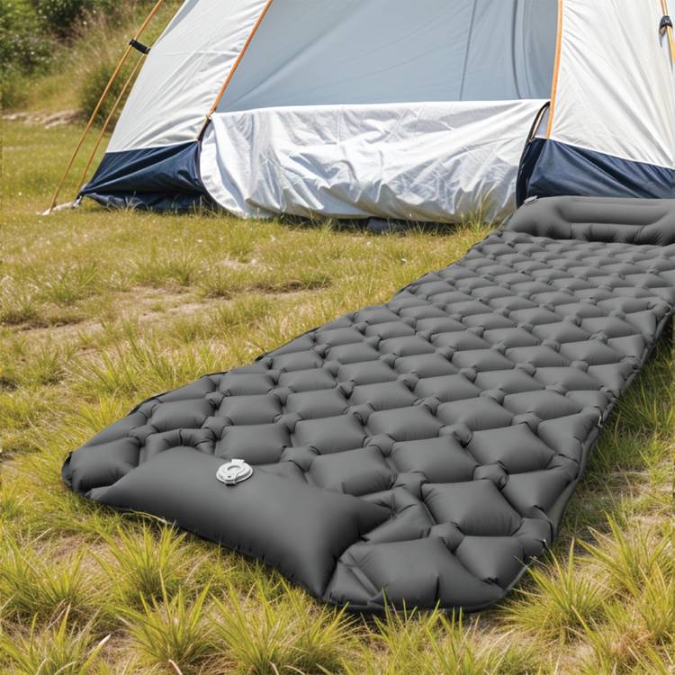 A Green Lion Inflatable Air Mattress is Used For Cmping.