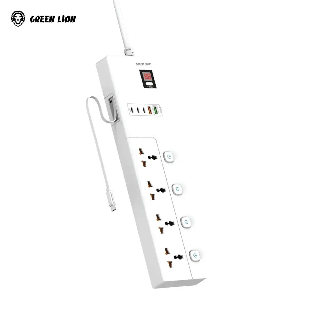 Green Lion Power Socket 3500W with PD 35W Fast Charging, 5 USB Ports-