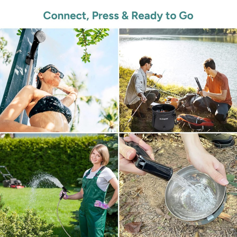 Multi Uses Of Green Lion Rechargeable Outdoor Smart Shower.