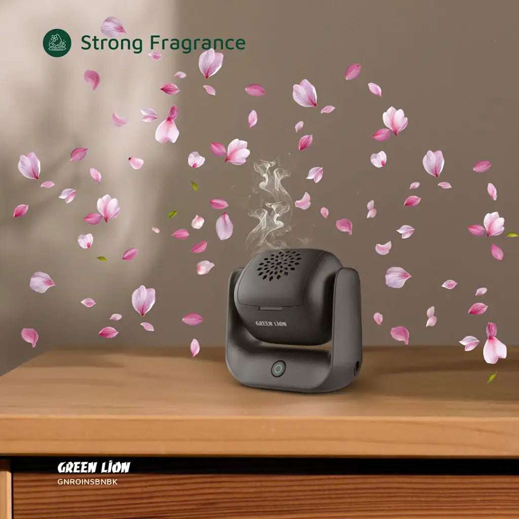 A Green Lion Rotatable Incense Bhukoor Burner is Burning Bhakoor.