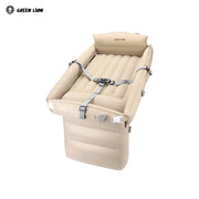 Beige Green Lion Inflatable Toddler Travel Bed on the white background